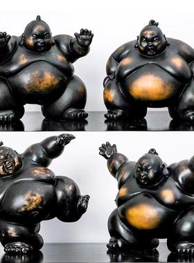 创意日式树脂工艺品武士勇士肥胖人摆件日韩店铺橱窗装饰摆设品