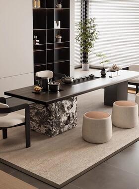 多功能实木岛台茶台茶桌椅组合一桌五椅办公室轻奢2025新款高级感