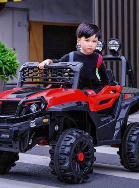 儿童汽车四轮越野带遥控可坐大人小孩宝宝玩具车双人摇摆四驱童车