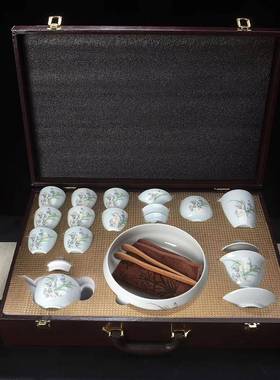 陶客源大套组主人杯茶具logo青瓷梅兰竹菊陶瓷茶具套装