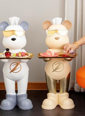 大型落地闪电熊客厅摆件托盘电视柜两边软装饰品大厅玄关入户门口