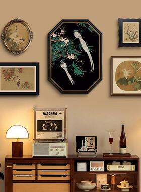 中国风客厅组合装饰画新中式玄关斗柜卧室中古风沙发背景花鸟挂画