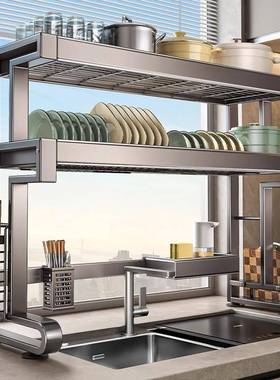 厨房水槽置物架多功能家用碗碟收纳架台面碗架水池上放碗盘沥水架