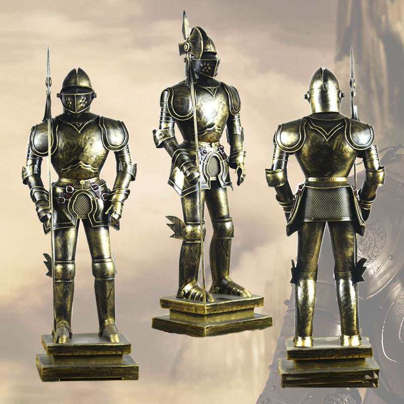 铠甲勇士模型摆件罗马骑士摆设拍摄道具复古铁艺家具软装饰品