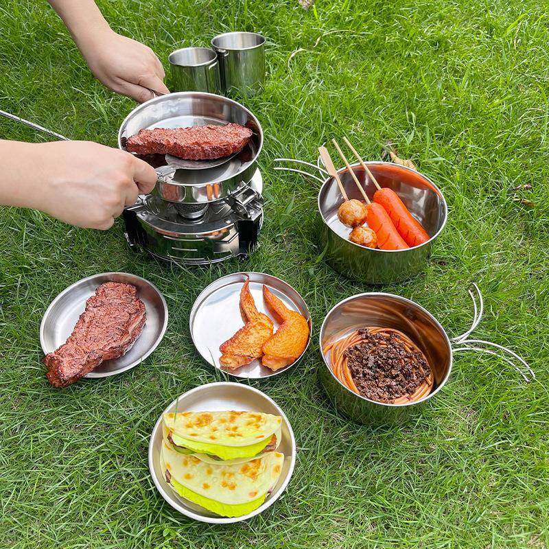 304便携折叠碗野餐用品露营餐具套装旅行野炊全套自驾游多功能