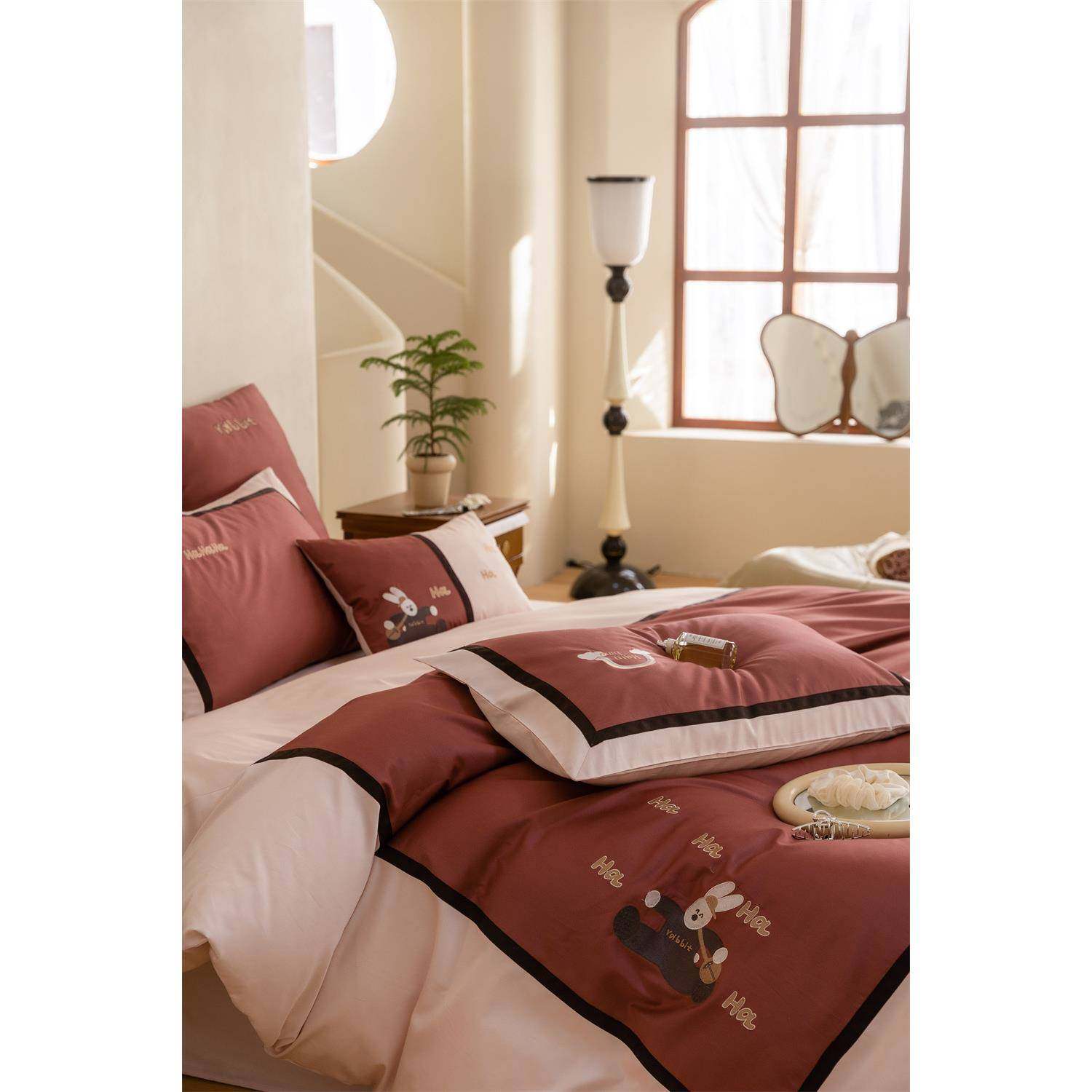 高端100支长绒棉三四件套全棉纯棉哈哈兔喜庆红色轻奢现代风被套,3C数码配件,其它配件,淘宝优惠券,粉丝福利购,淘宝优惠卷