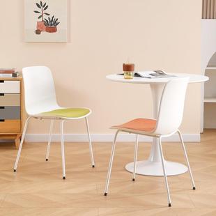洽谈椅无扶手塑料靠背椅会议椅餐厅椅弧形家用简约餐椅可叠放办公