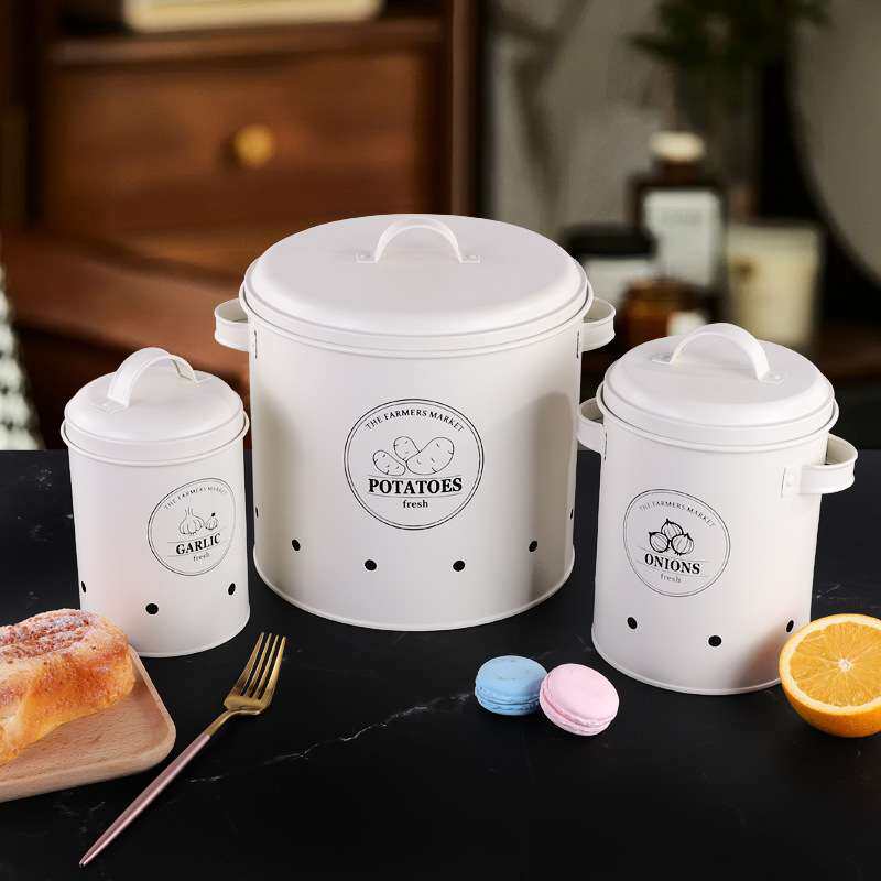 家用厨房 开孔土豆马铃薯桶 葱姜蒜储存罐 洋葱透气避光收纳桶箱