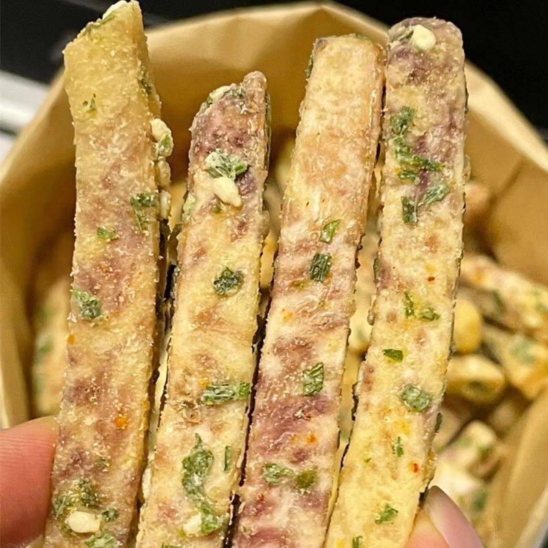 比薯条好吃!荔浦芋头条咸蛋黄 酥脆香葱海苔追剧解馋零食小吃网红