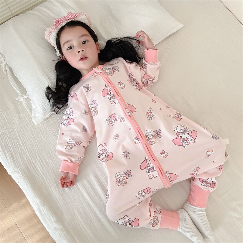 春秋儿童纯棉睡袋男女童无骨分腿防踢被婴儿宝宝连体睡衣四季通用