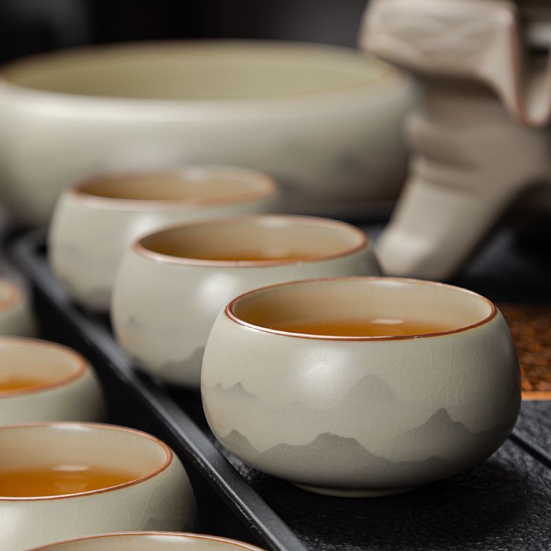 新款家用功夫茶具套装汝窑高档陶瓷懒人自动泡茶神器茶杯茶道套装