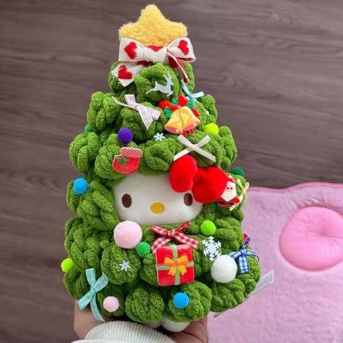 hellokitty圣诞树圣诞树kitty挂件套装毛绒玩偶可爱圣诞节公仔摆