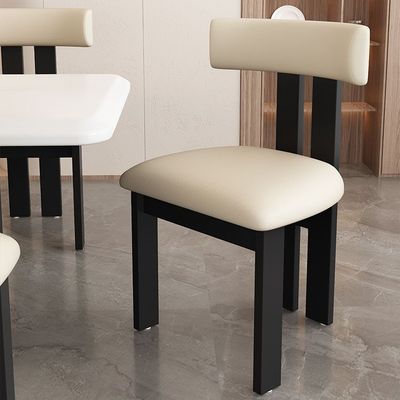 北欧实木餐椅家用侘寂风中古设计师化妆靠背凳轻奢布艺中古风椅子