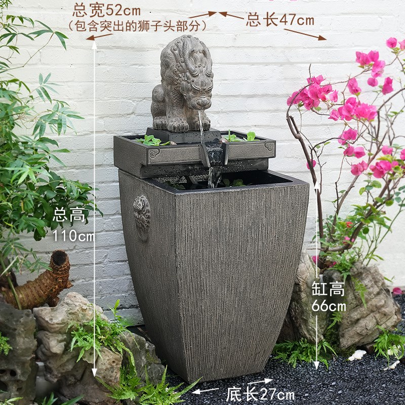 布置户外流水摆件瑞兽吐水循环水鱼池M室内鱼缸落地水系景观