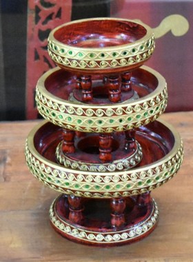 泰国木雕水果盘东南亚工艺品客厅茶几摆件实木镂空复古家居装饰品