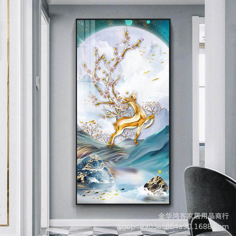 轻奢晶瓷镶钻玄关装饰画福麋鹿北欧简约餐厅画墙面画现代饭厅挂画,自行车/骑行装备/零配件,更多零件/配件,淘宝优惠券,粉丝福利购,淘宝优惠卷