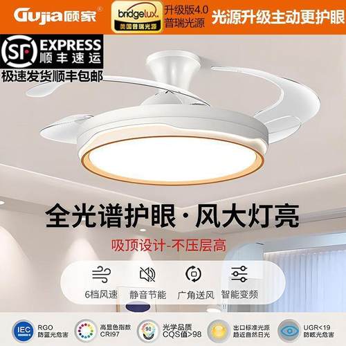 隐形风扇灯吊扇灯家用餐厅卧室吸顶灯静音风扇吊灯2024新款