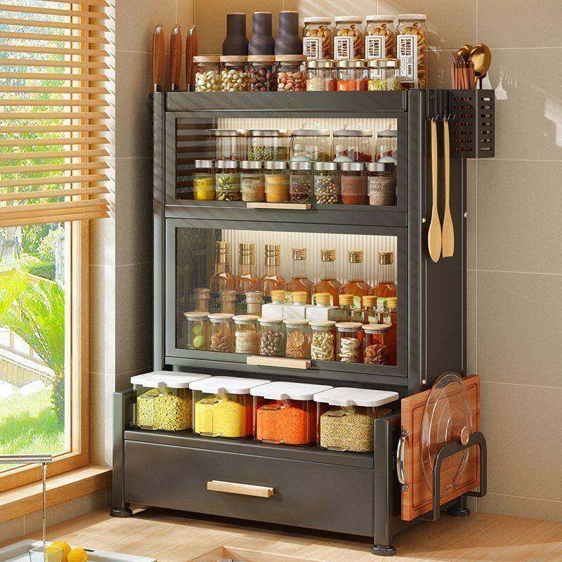 调料柜带抽屉调料盒酱油瓶罐收纳架带门防尘家用厨房台面置物架子,清洗/食品/商业设备,风口/风叶/风机配件,淘宝优惠券,粉丝福利购,淘宝优惠卷