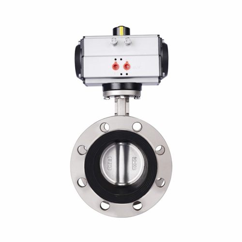 不锈钢气动法兰式蝶阀D641X-16P 304气动蝶阀DN50 65 80 100 150