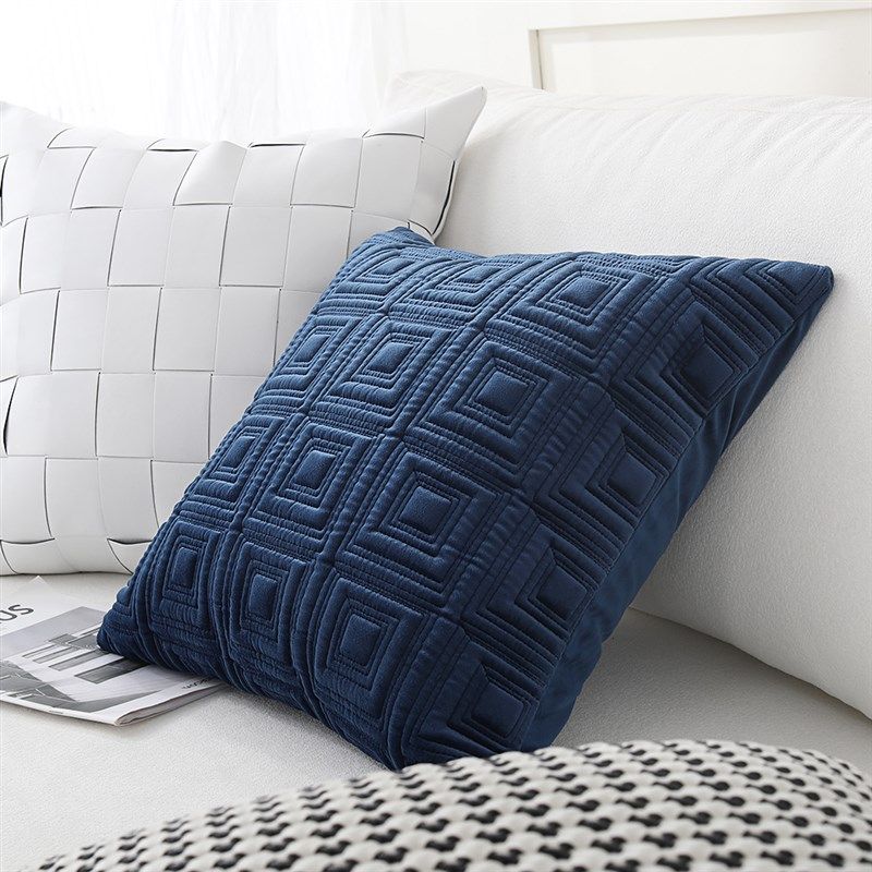 CS043蓝色现代简约抱枕沙发靠枕客厅高级感床头靠背样板房方枕