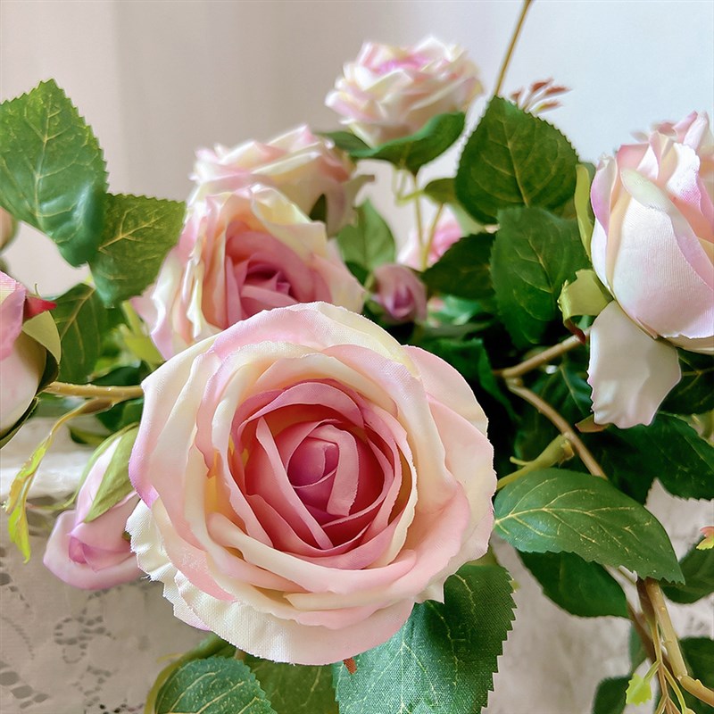 钻石玫瑰花仿真花假花摆设干花花束客厅餐桌装饰W花仿生花摆件