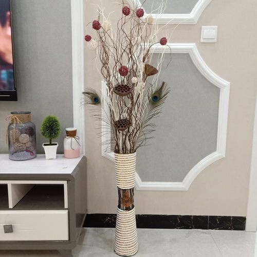 客厅干树枝干花装饰落地 玄关隔断橱窗龙柳 干枝装饰花天然假花摆