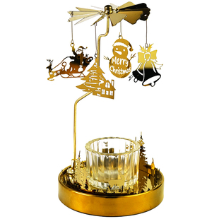 圣诞节旋转烛台走马灯家用摆件香薰蜡烛氛围浪漫烛光晚餐道具礼物