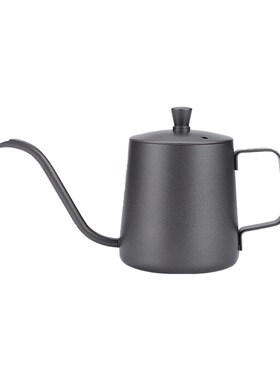 304不锈钢手冲壶带盖子 铁氟龙黑色白色长嘴细口咖啡壶滴漏式控水