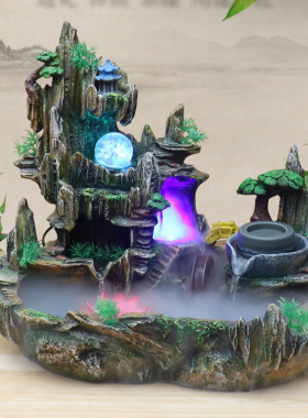 客厅摆件流水喷泉盆景假山鱼池家居饰品前台吧台装饰乔迁开业礼品