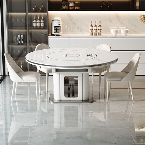 岛台餐桌椅组合一体轻奢现代简约多功能电磁炉可伸缩方圆两用餐桌