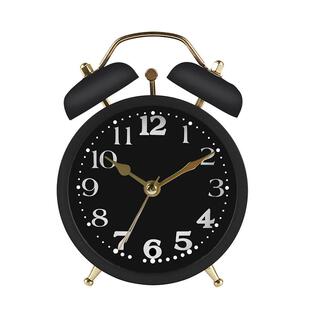 金属打铃小闹钟时钟静音 学生起床响亮 复古装饰准时带灯