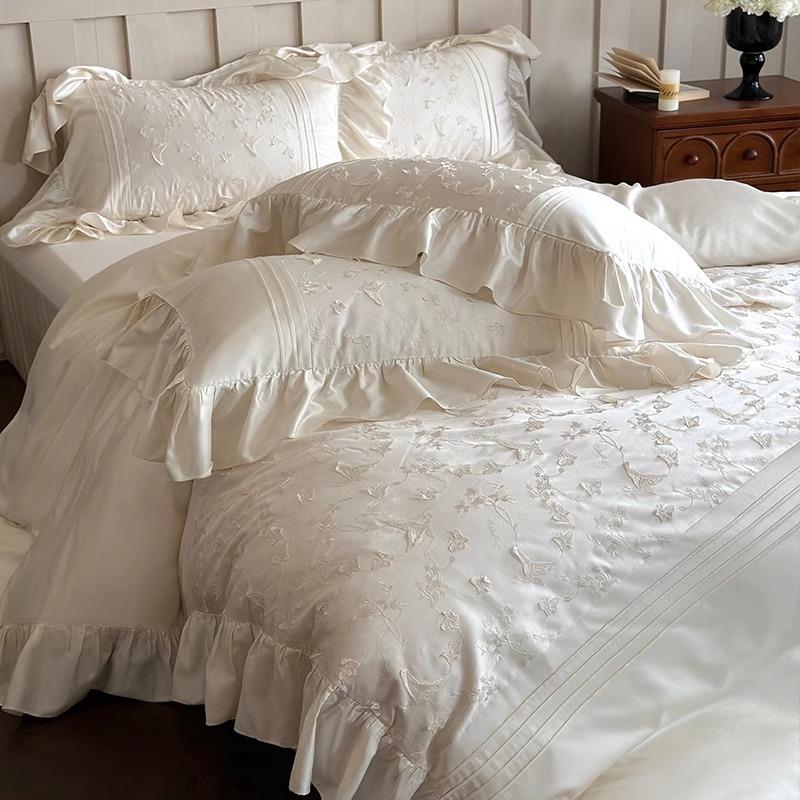 法式蕾丝花边120支天丝棉亲肤细腻四件套春夏公主风裸睡床单床品