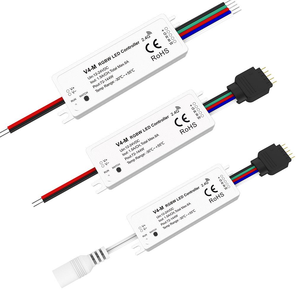 V4-M 12-24V10动态模式含渐变多变3秒开关渐变RGBW 4通道RF控制器