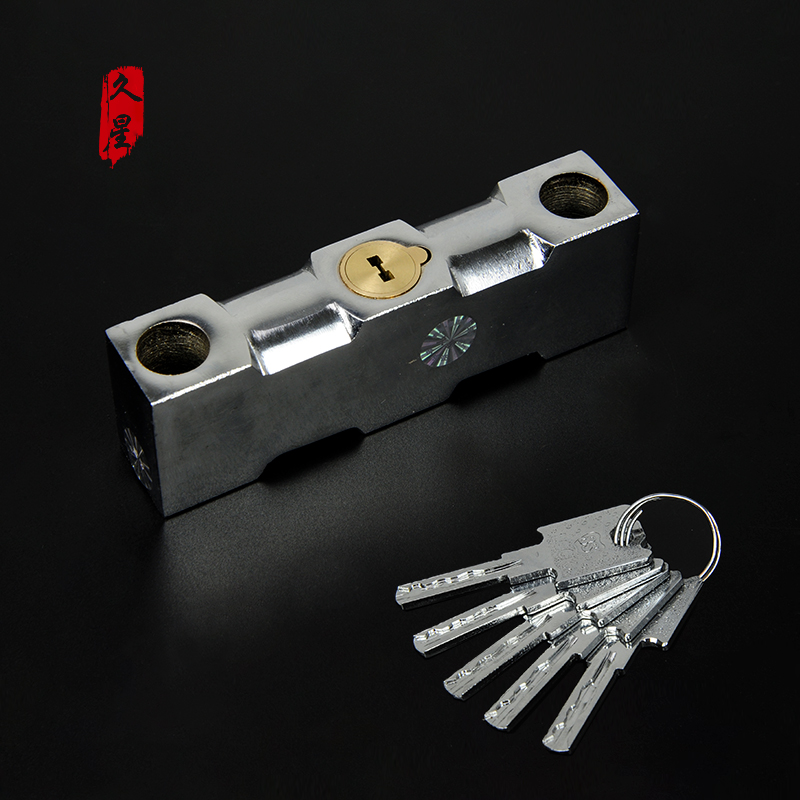 玻璃门锁u型锁门双门把手防盗锁A拉手插锁超B级锁芯加长商铺大门