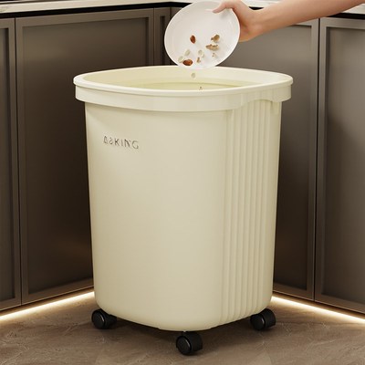垃圾桶带万向轮子家用2025新款滚轮厨房客厅大R号商用可移动轮滑