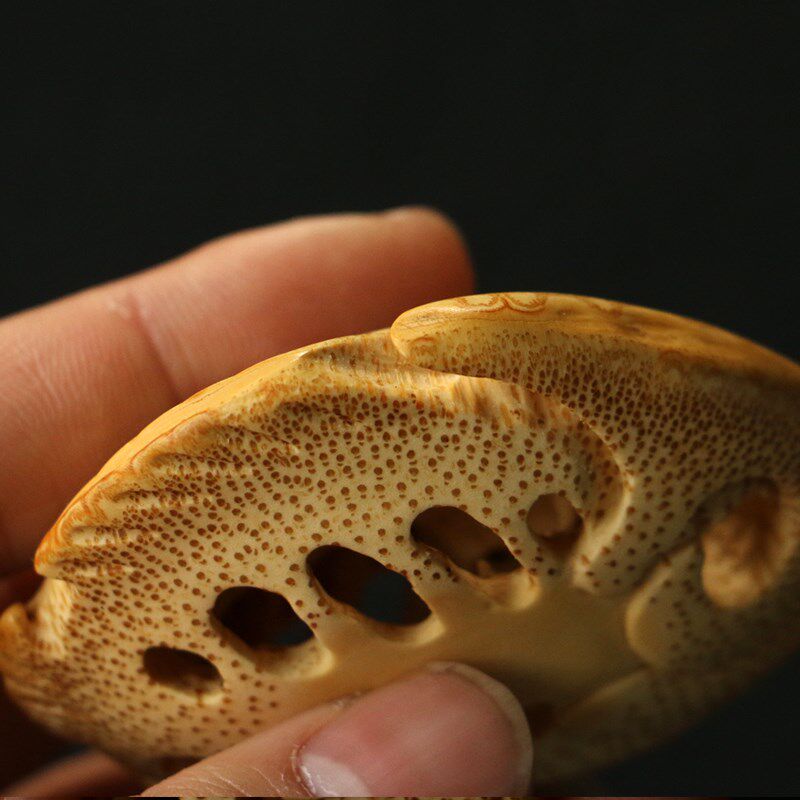 纯手工制作天然满钉竹根雕鱼骨挂件手把件竹制把玩摆件送礼