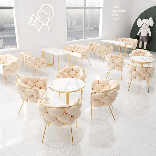 奶茶甜品店咖啡厅单双人沙发洽谈桌椅组合休闲休息区影楼接待卡座