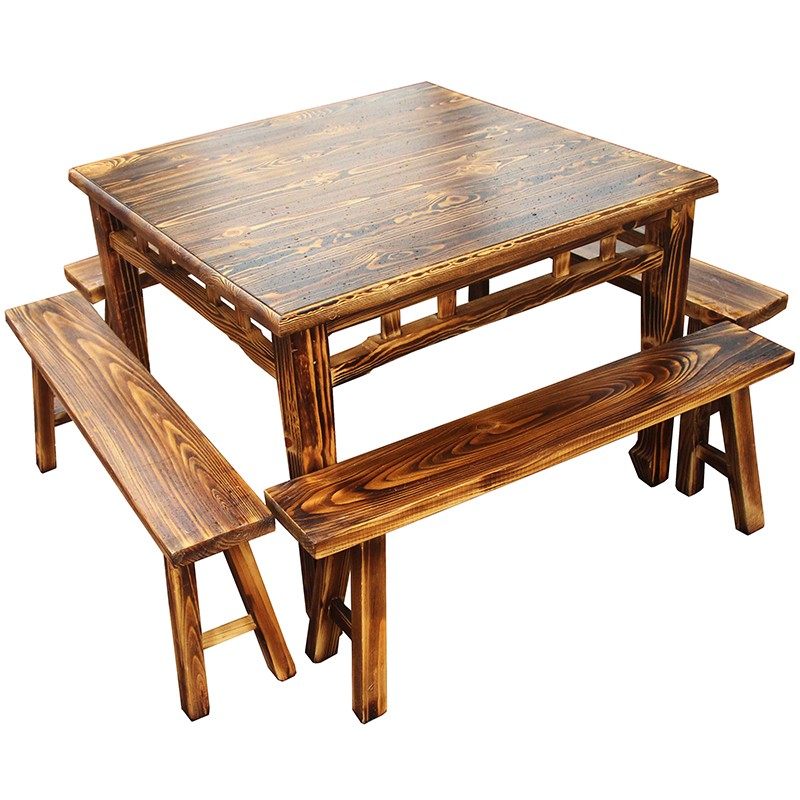 全实木复古中式碳化木八仙桌饭店酒店火锅店小吃店四方桌长板凳子,商业/办公家具,酒店桌椅,淘宝优惠券,粉丝福利购,淘宝优惠卷