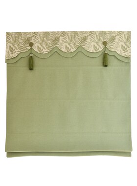 法式复古清新绿色拼接罗马帘折叠帘遮光窗帘印U花小窗户升降帘