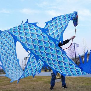 舞龙彩带健身新款广场舞手甩龙身中老年人耍龙头道具表演中国8米