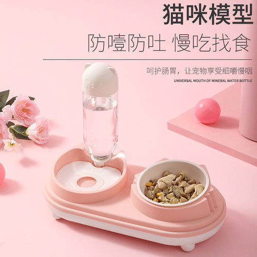 猫头双碗狗盆狗碗猫碗双碗自动饮水盆狗狗猫咪碗水碗宠物用品定制