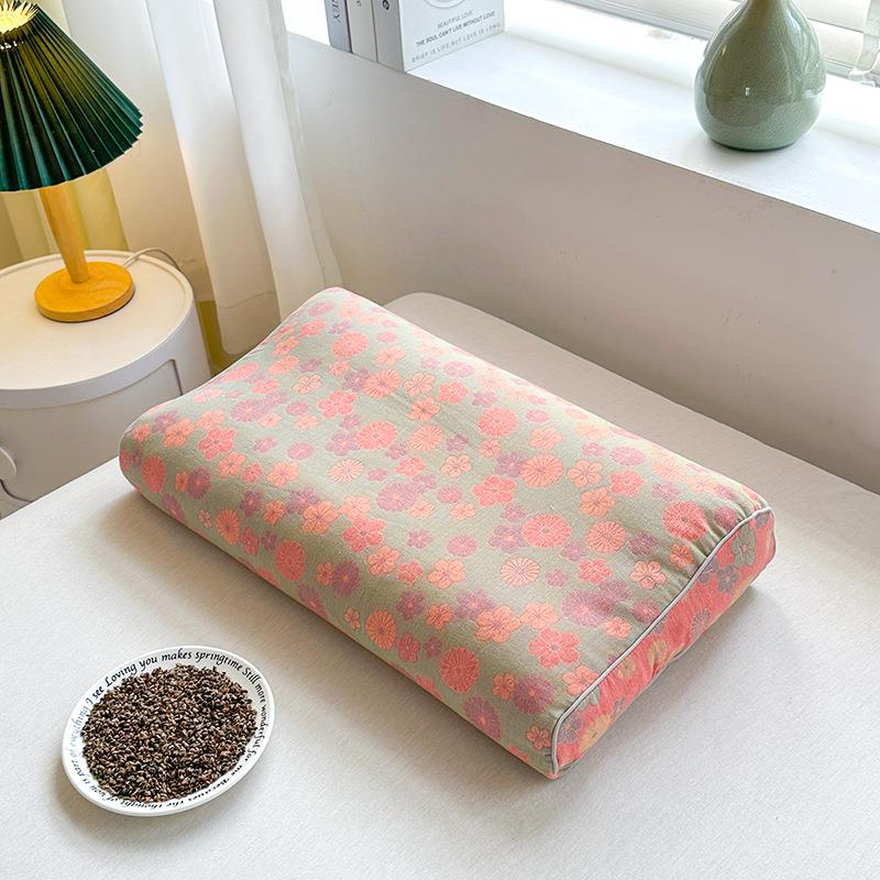 全棉双层纱纯荞麦枕头护颈椎助睡眠枕芯成人护颈枕男硬整头家学生