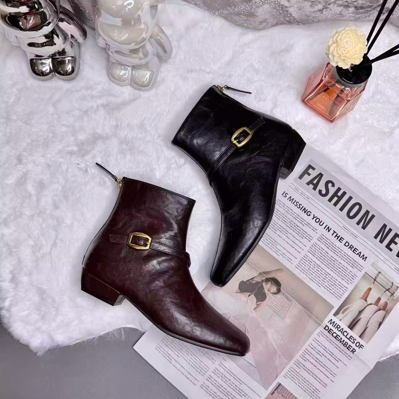 方头洋气2025新气质显瘦时尚百搭舒适轻便马丁靴坡跟时装靴单靴,女鞋,马丁靴,淘宝优惠券,粉丝福利购,淘宝优惠卷