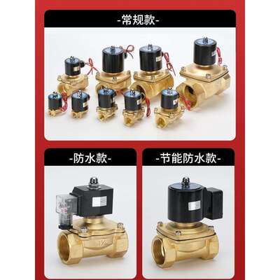森亚SENYA常闭水阀电磁阀2w-025-082w-040-10 2w-160-15铜阀铝线