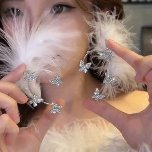 【下单立减100】铜合金羽毛耳饰超仙羽毛耳饰精灵耳挂耳无耳洞CL