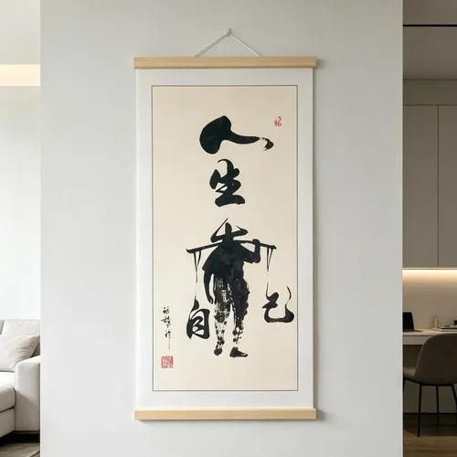 【人生靠自己】新中式励志书法挂画书房客厅办公室茶室RW