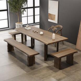 全实木茶桌椅组合现代简约大板茶台原木茶几客厅家用阳台泡茶桌子