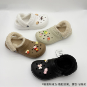 毛绒保暖洞洞鞋 轻便防滑户外拖鞋 毛毛鞋 冬季 一脚蹬居家拖鞋 2586