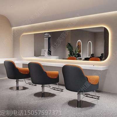 简约理发店镜子发廊专用网红美发店镜台烫染剪发一体挂墙横挂大通