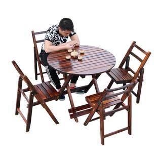 碳化防腐实木户外折叠桌椅阳台实木餐桌椅组合 庭院花园桌椅